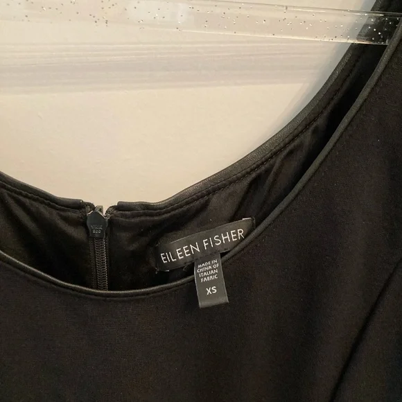 Eileen Fisher black ponte leather trim dress XS - Picture 9 of 9